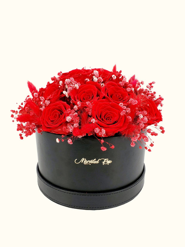 Preserved Roses & Foliaget Round Box