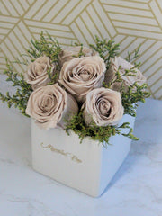 Bouquet Preserved Roses And Foliage In Ceramic Vase