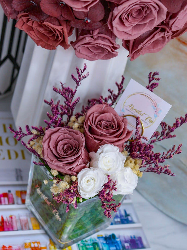 Tray Arrangement Two Roses